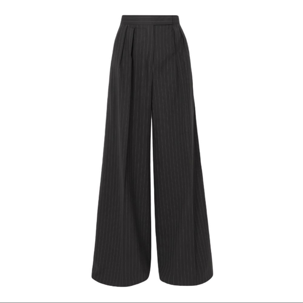 Orsola pleated pinstriped wool wide-leg pants